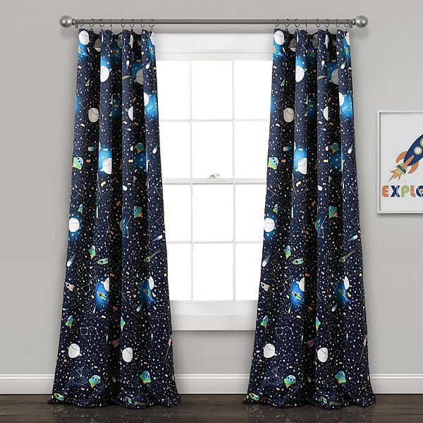 Lush Decor 2 Pack Universe Room, Shower Curtain Sets With Window Curtains