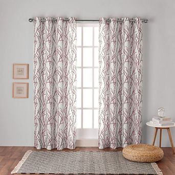 Exclusive Home 2-pack Branches Linen Blend Window Curtains