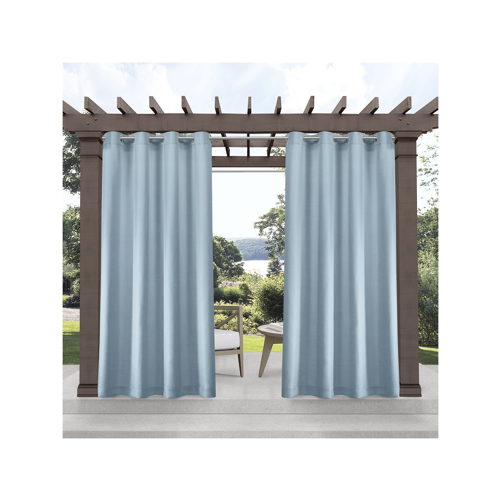 Town and Country 2-pack Indoor/Outdoor Solid Cabana Window Curtains, Blue