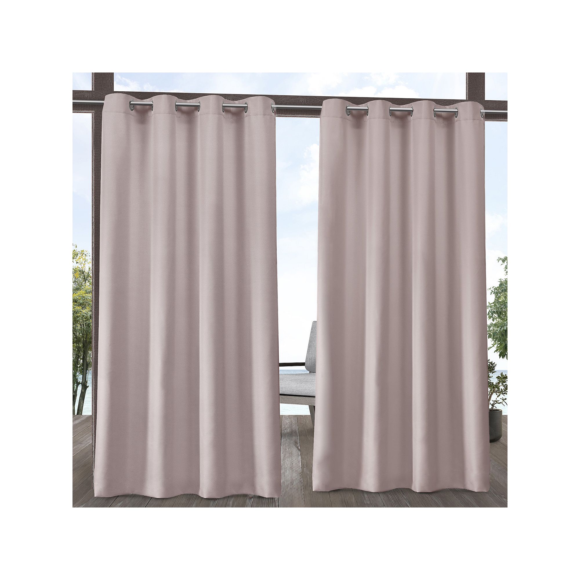 Town and Country 2-pack Indoor/Outdoor Solid Cabana Window Curtains, Blush
