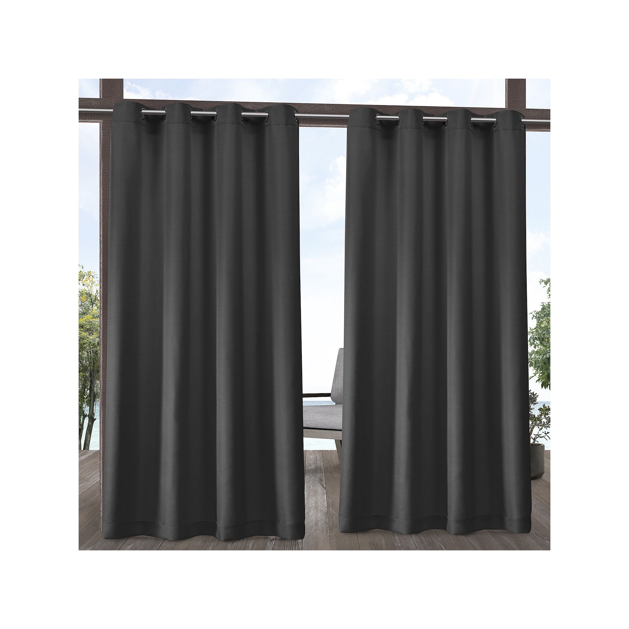 Town and Country 2-pack Indoor/Outdoor Solid Cabana Window Curtains, Grey