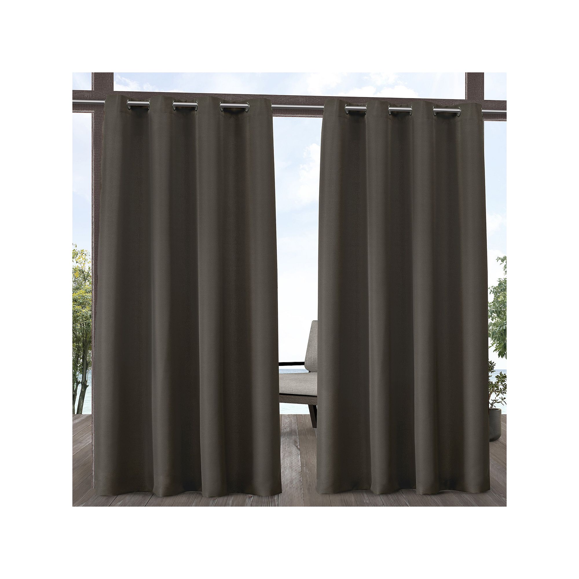 Town and Country 2-pack Indoor/Outdoor Solid Cabana Window Curtains, Brown
