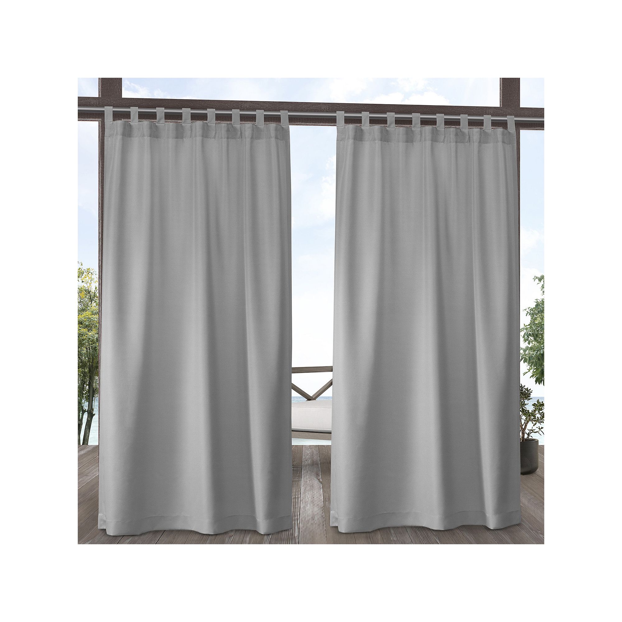Town and Country 2-pack Indoor/Outdoor Solid Cabana Window Curtains, Cloud 