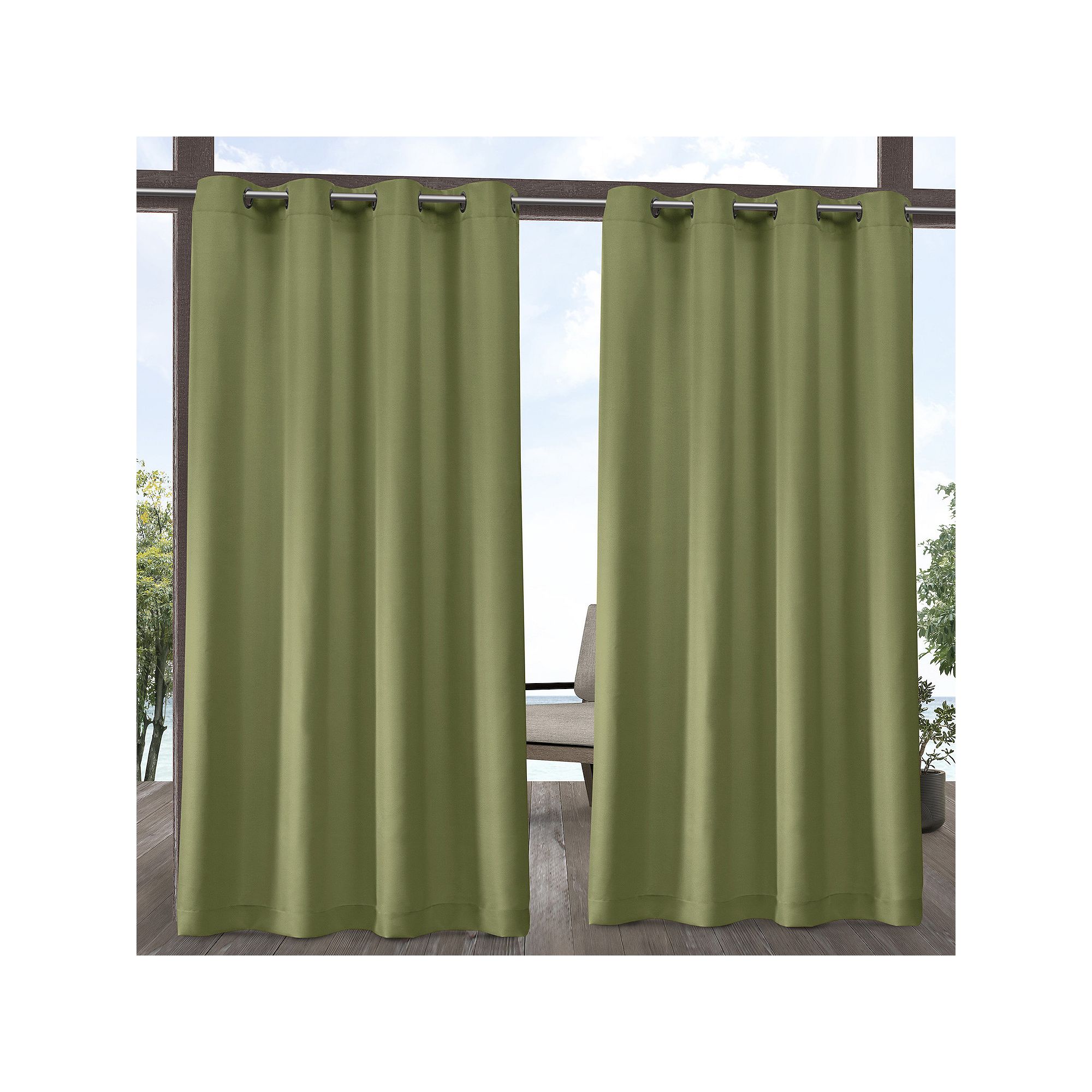Town and Country 2-pack Indoor/Outdoor Solid Cabana Window Curtains, Kiwi G