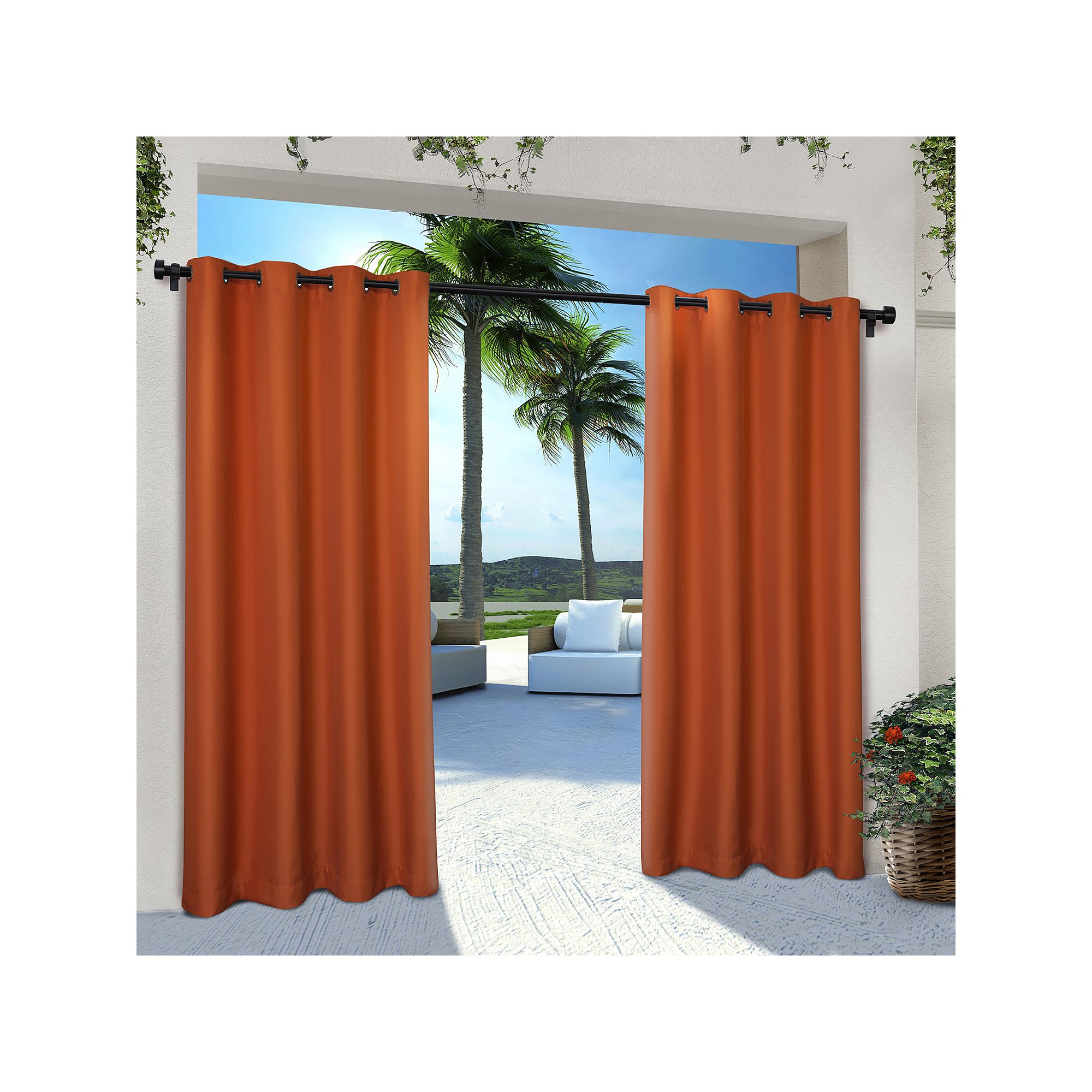 Town and Country 2-pack Indoor/Outdoor Solid Cabana Window Curtains, Mecca 