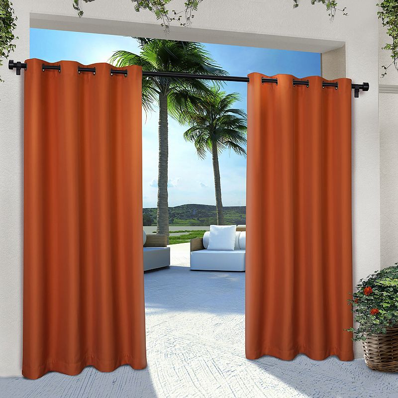 town & country basics cabana solid heavyweight indoor outdoor curtains  light filtering opacity with grommet top  water repellent  2-pack set  54 x120   mecca orange