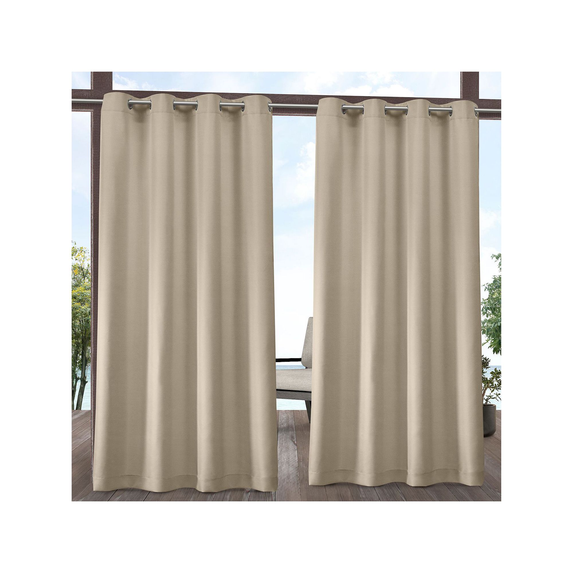 Town and Country 2-pack Indoor/Outdoor Solid Cabana Window Curtains, Natura