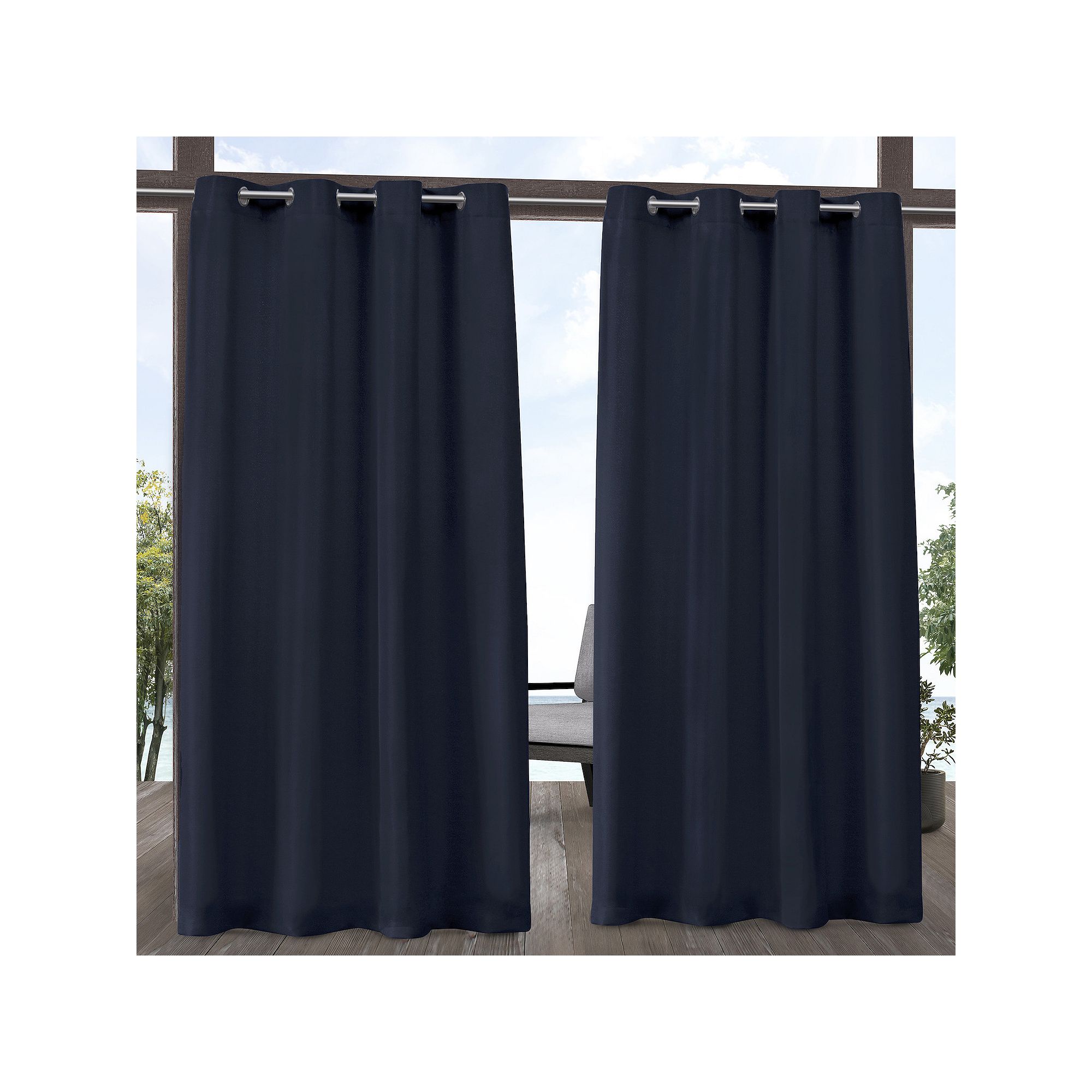 Town and Country 2-pack Indoor/Outdoor Solid Cabana Window Curtains, Blue