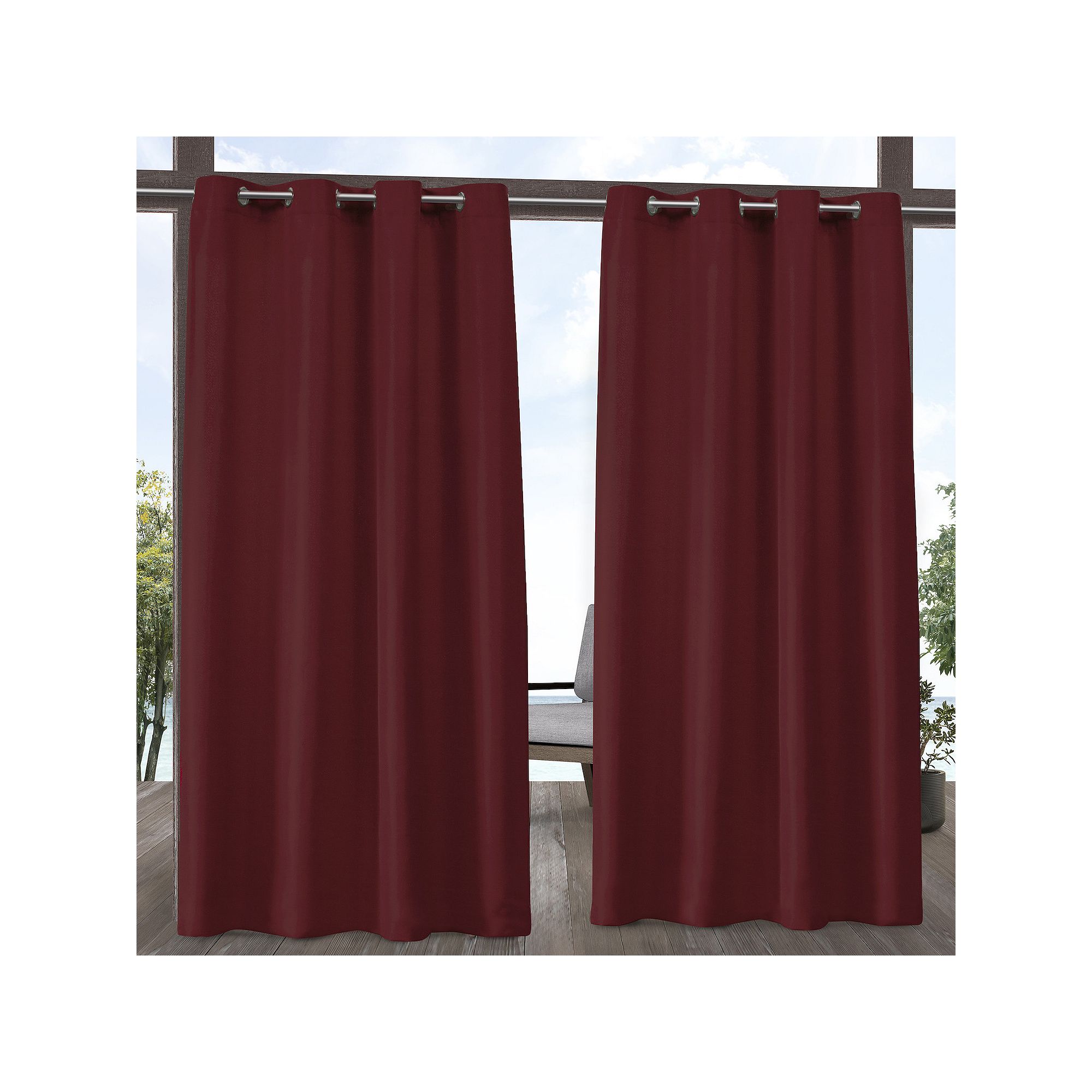 Town and Country 2-pack Indoor/Outdoor Solid Cabana Window Curtains, Radian