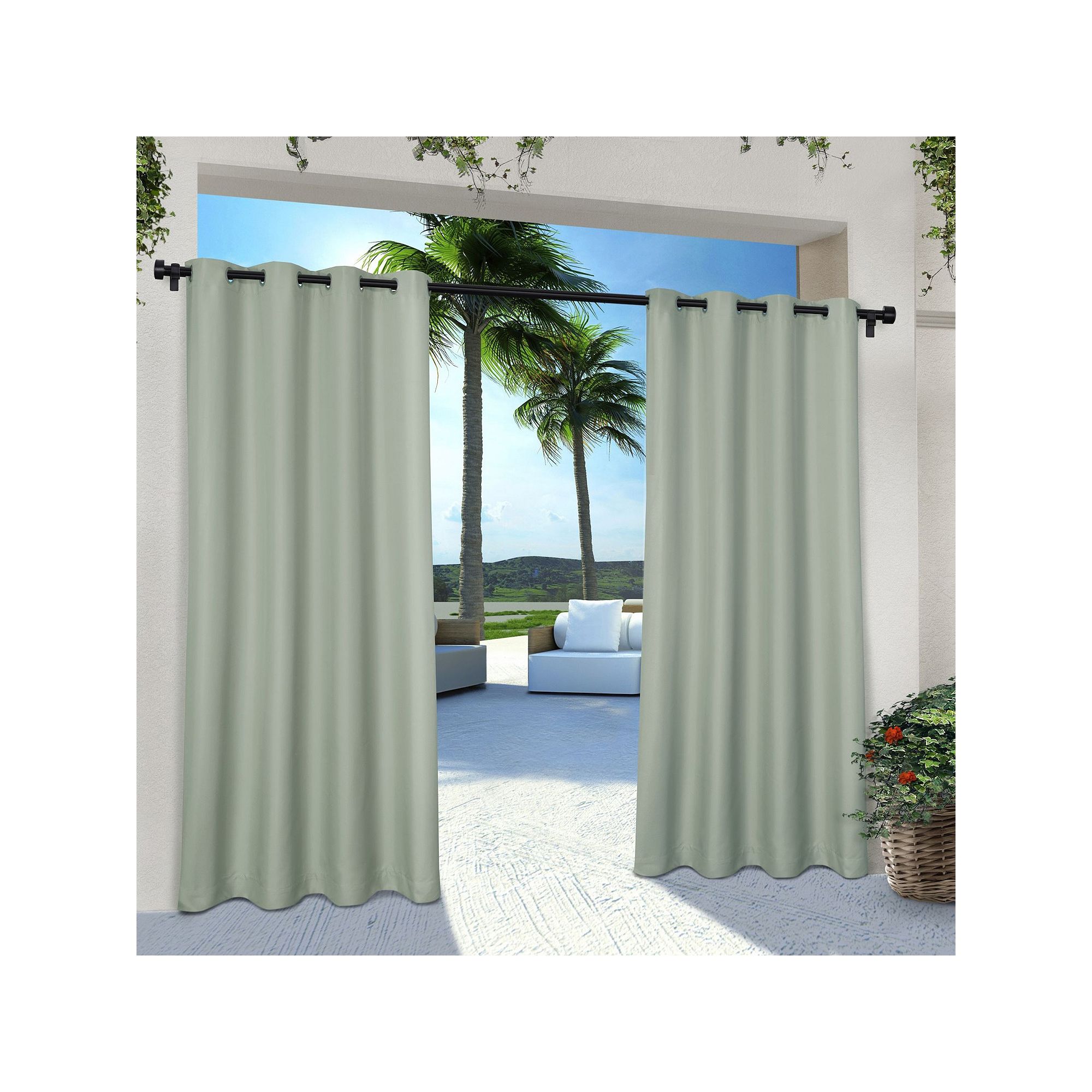 Town and Country 2-pack Indoor/Outdoor Solid Cabana Window Curtains, Seafoa