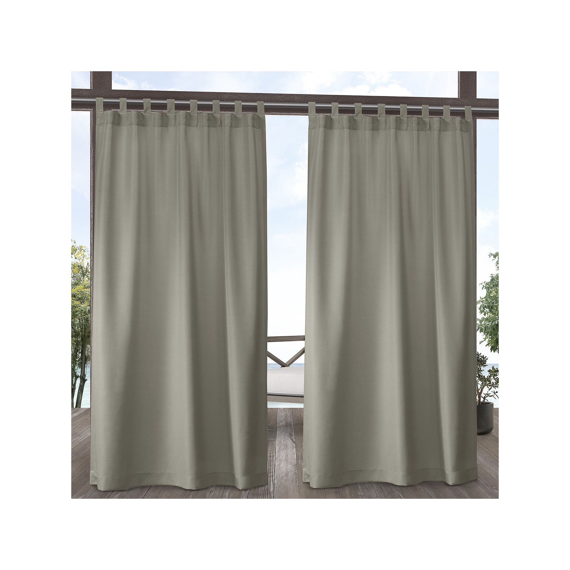 Town and Country 2-pack Indoor/Outdoor Solid Cabana Window Curtains, Brown