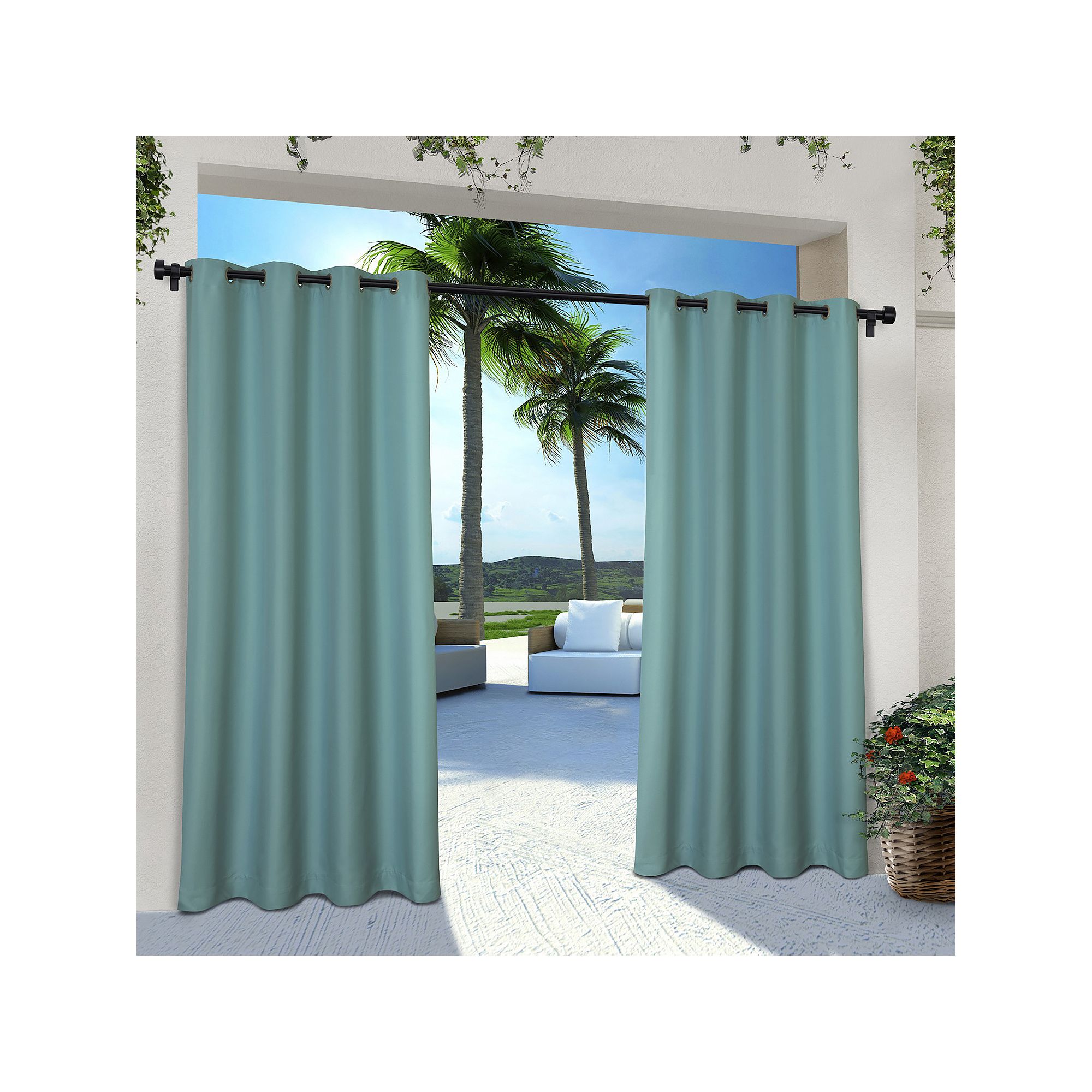 Town and Country 2-pack Indoor/Outdoor Solid Cabana Window Curtains, Blue