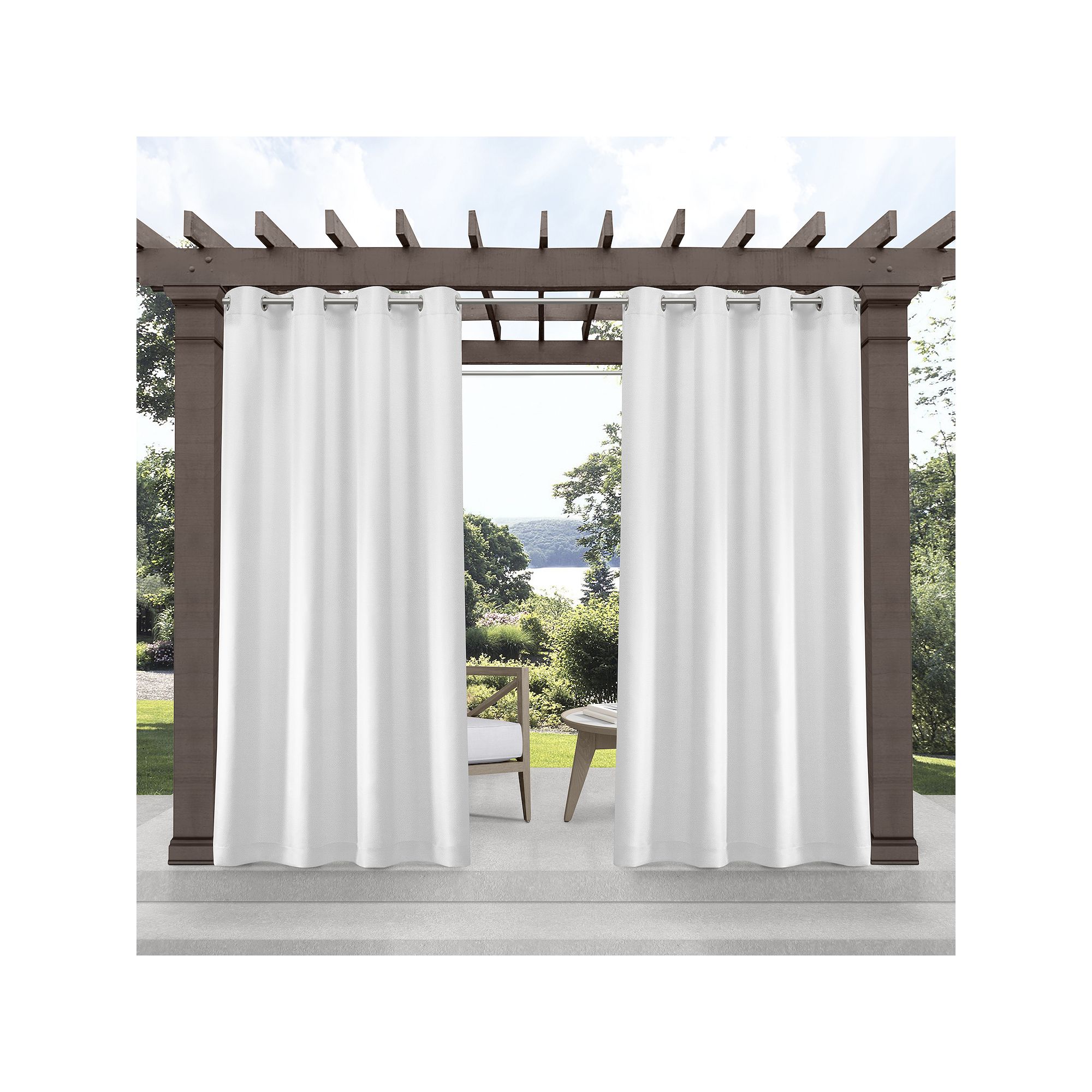 Town and Country 2-pack Indoor/Outdoor Solid Cabana Window Curtains, White
