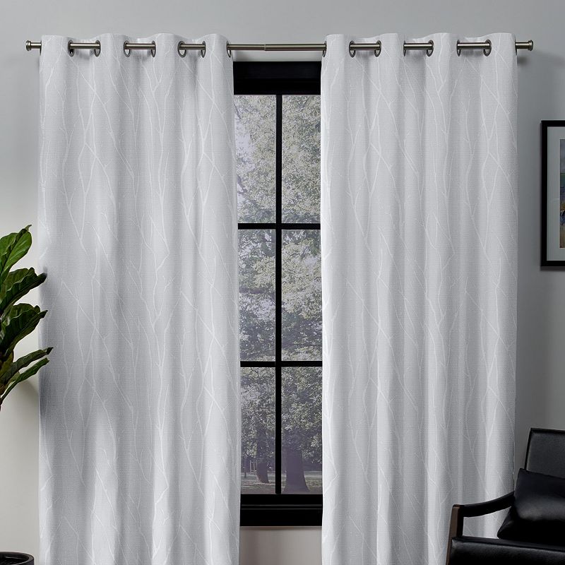 Set of 2 (96"x52") Forest Hill Woven Blackout Grommet Top Window Curtain Panel White - Exclusive Home: Thermal Insulated, Room Darkening