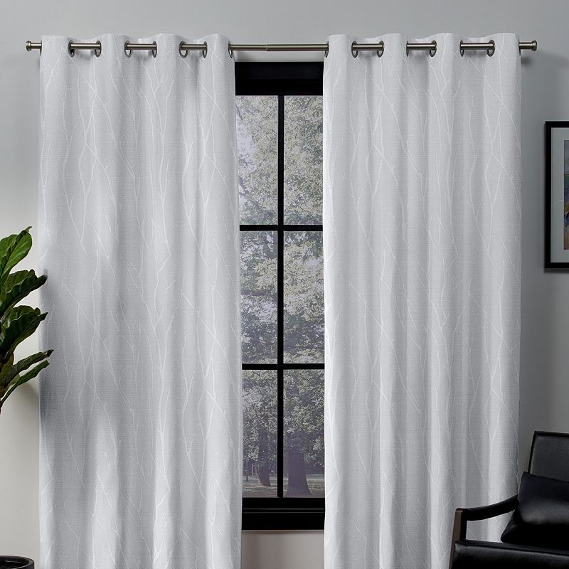 Exclusive Home Forest Hill Woven Room Darkening Blackout Grommet Top Curtain Panel Pair  52 x84   Winter