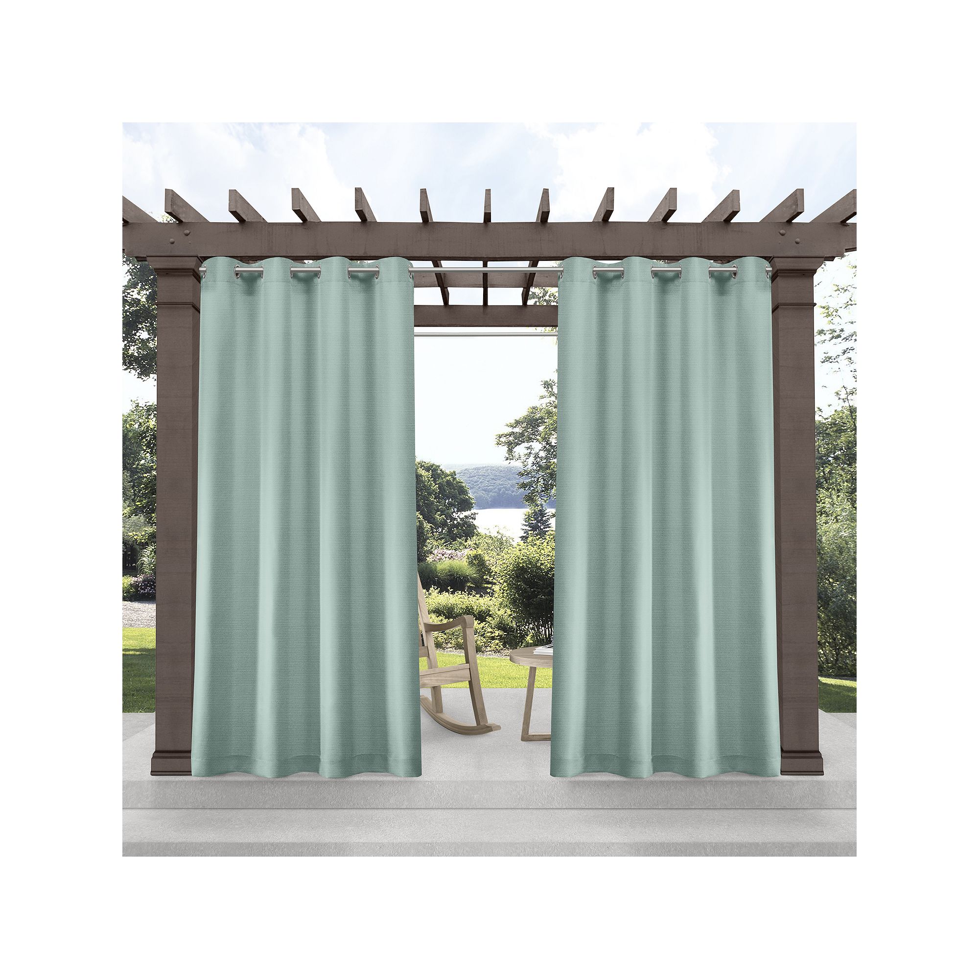 Exclusive Home 2-pack Delano Indoor/Outdoor Window Curtain, Seafoam