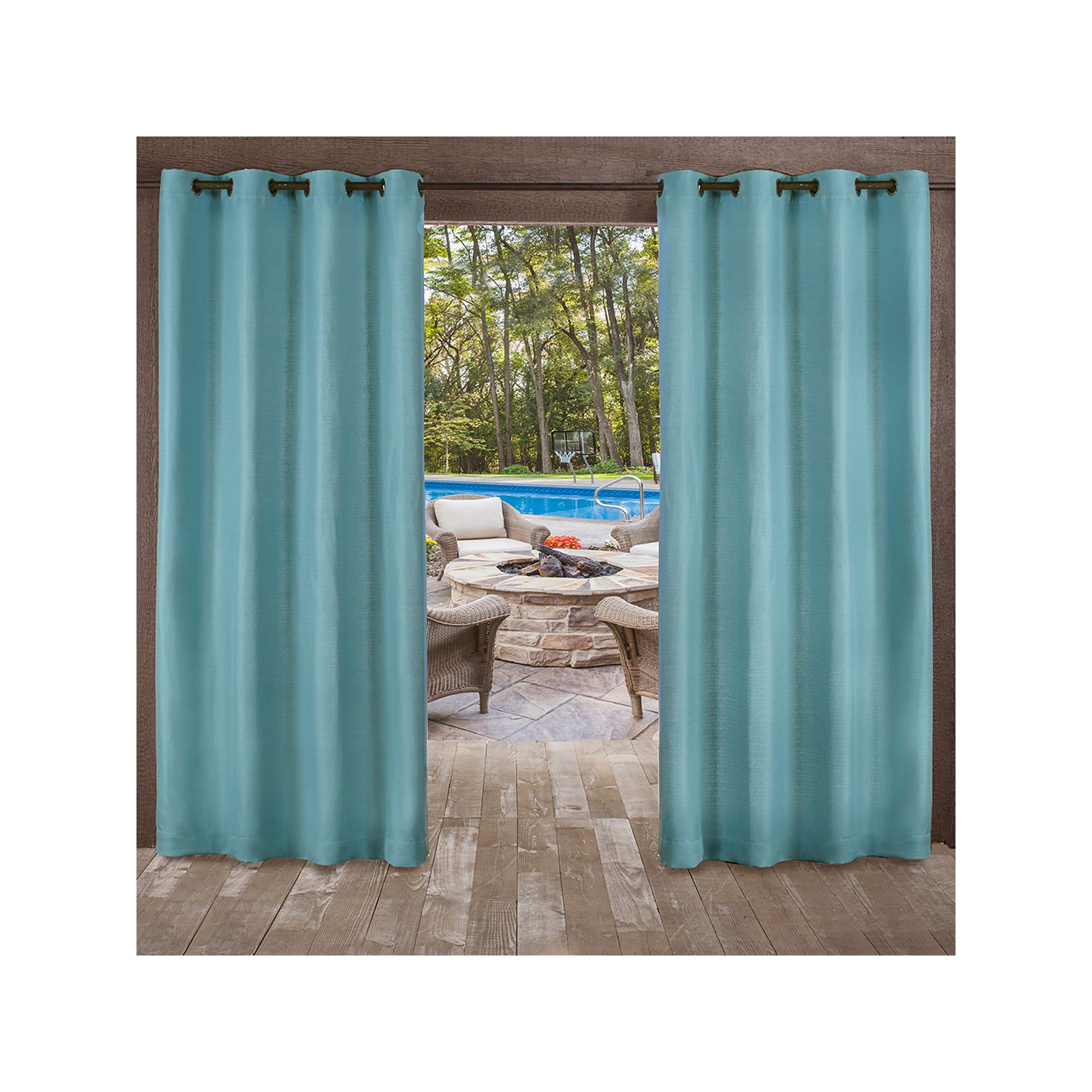 Exclusive Home 2-pack Delano Indoor/Outdoor Window Curtain, Blue