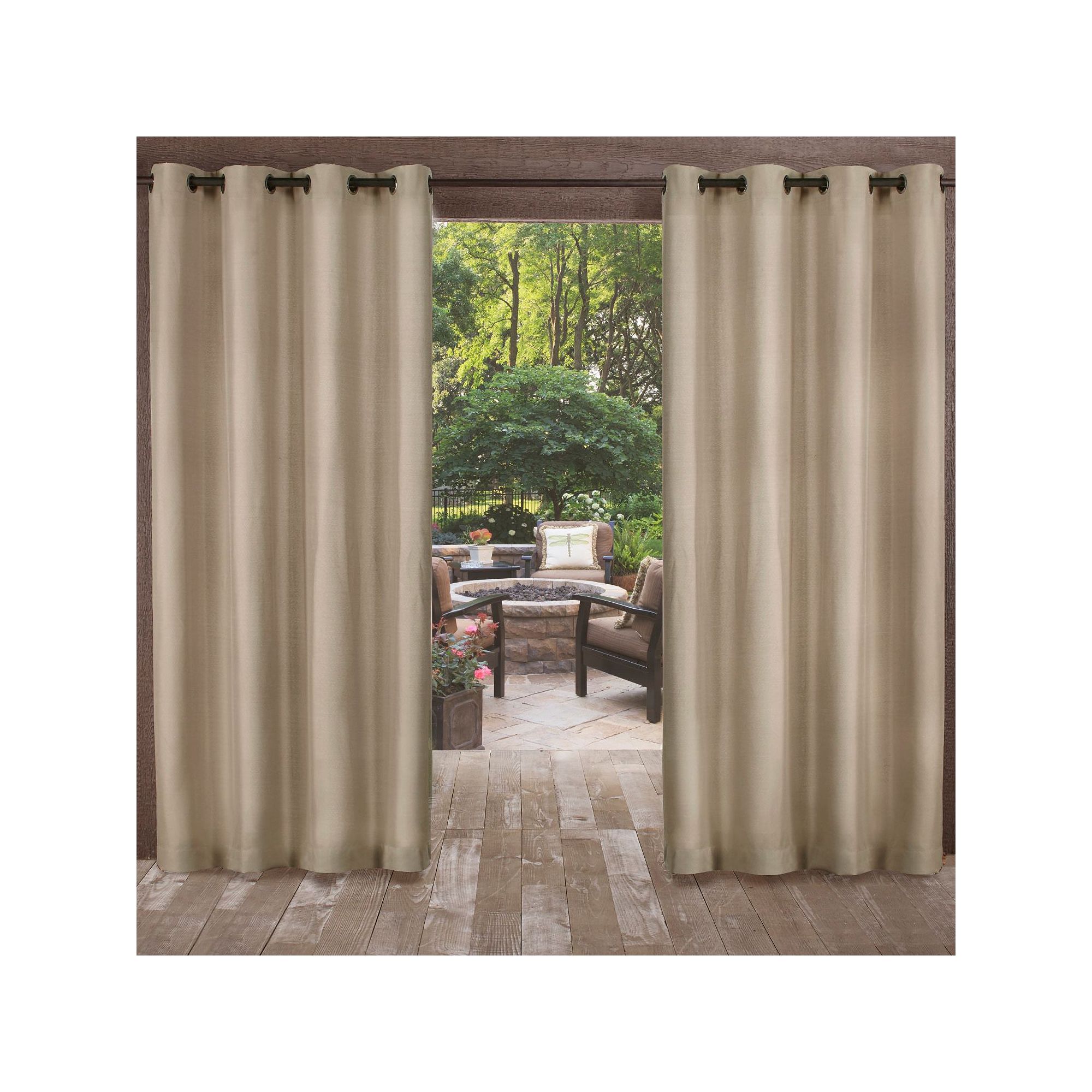 Exclusive Home 2-pack Biscayne Indoor/Outdoor Window Curtain, Brown