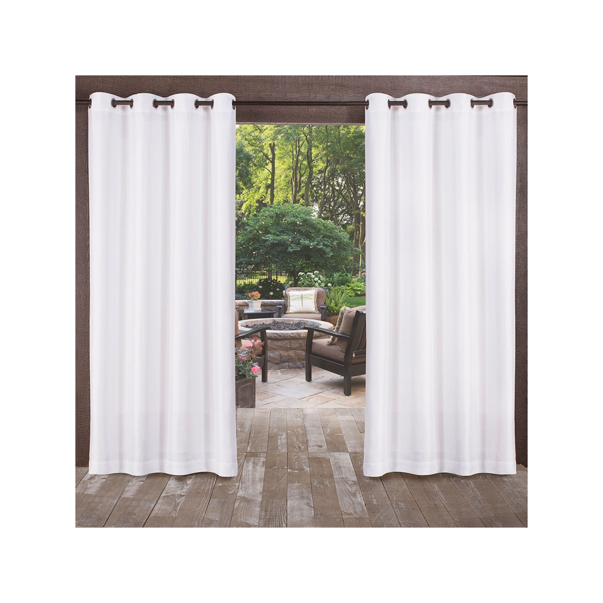 Exclusive Home 2-pack Biscayne Indoor/Outdoor Window Curtain, White