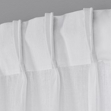 Exclusive Home 2-pack Belgian Textured Sheer Pinch Pleat Window Curtains