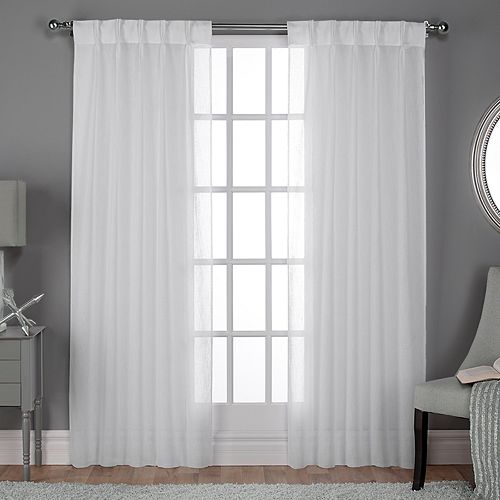 Exclusive Home 2pack Belgian Textured Sheer Pinch Pleat Window Curtains