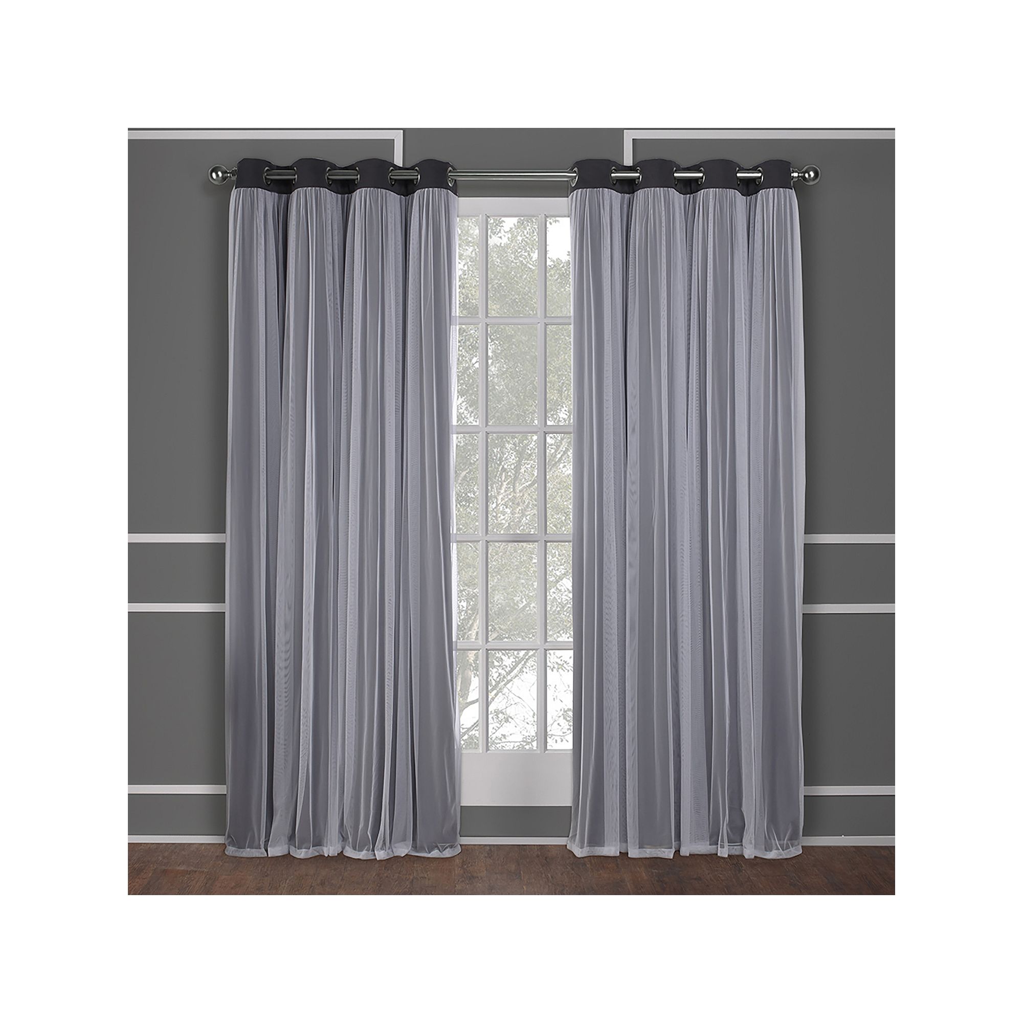 Town and Country 2-pack Catarina Layered Solid Blackout and Sheer Window Cu