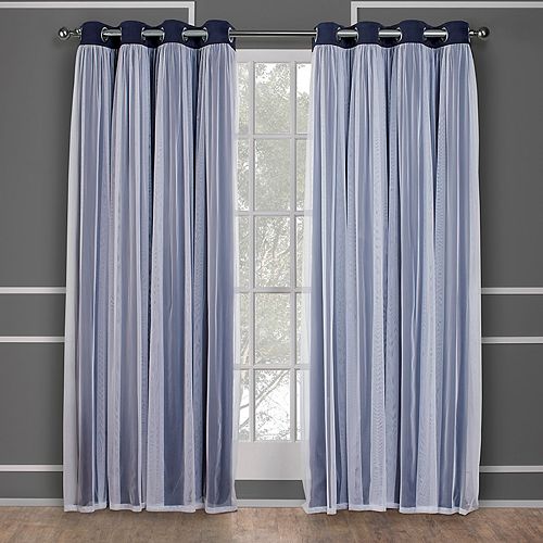 Exclusive Home 2pack Catarina Layered Solid Blackout and Sheer Window