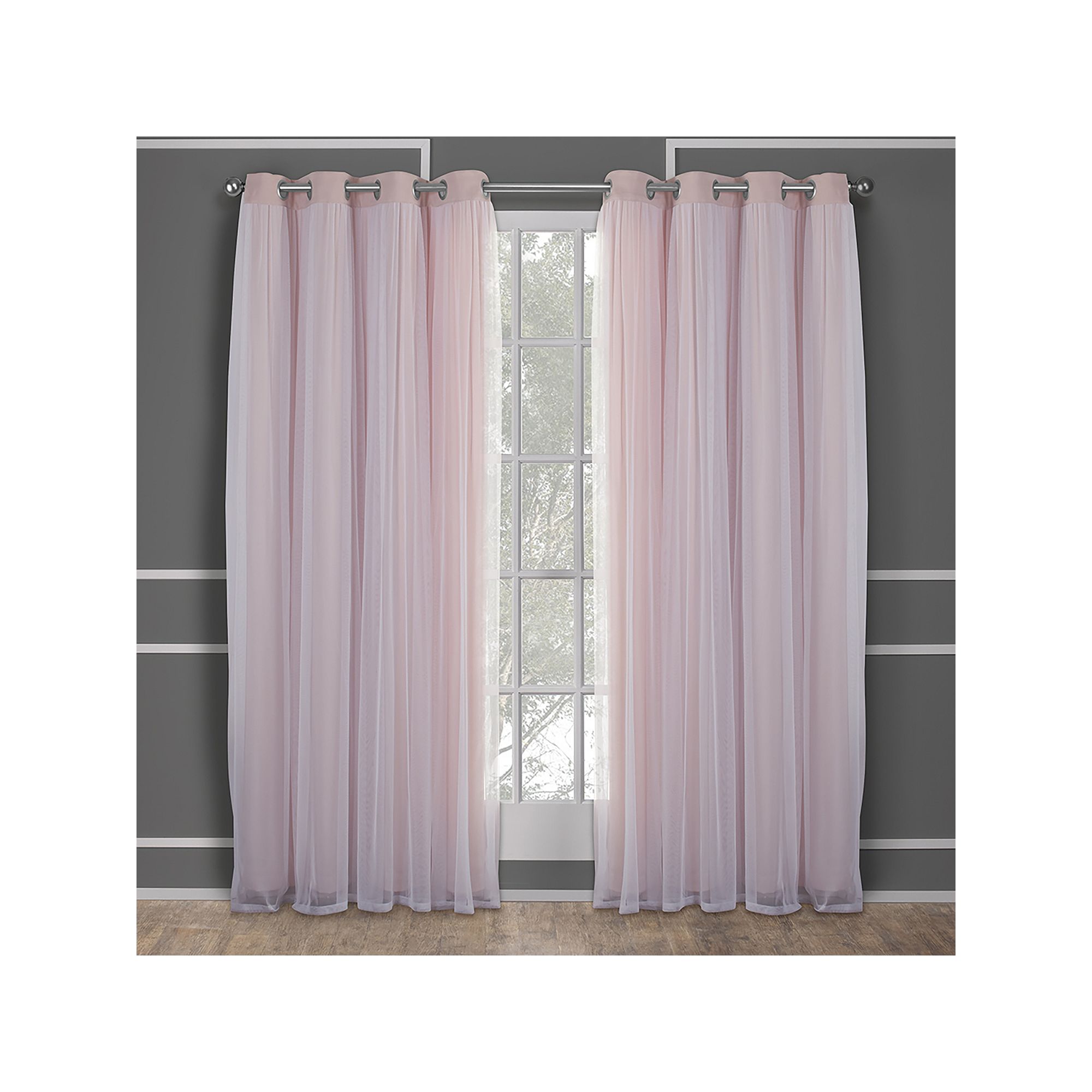 Town and Country 2-pack Catarina Layered Solid Blackout and Sheer Window Cu