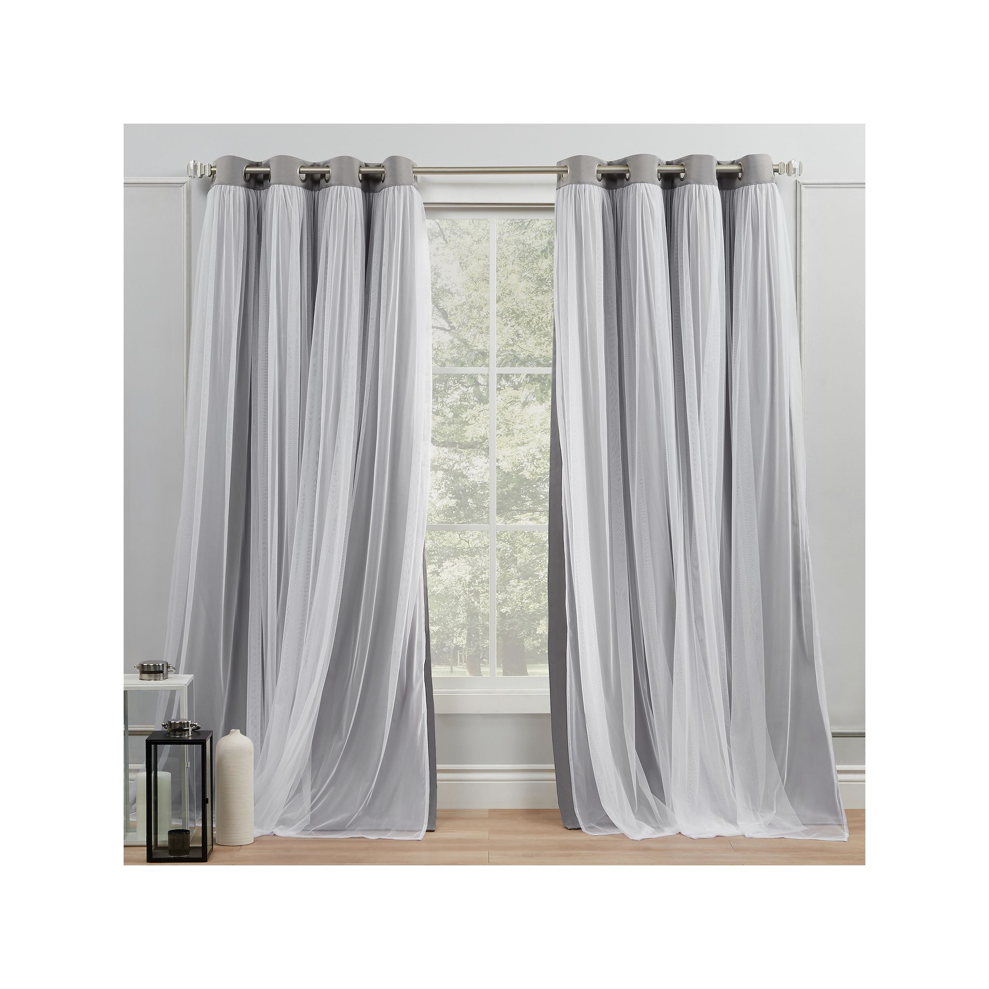 Town and Country 2-pack Catarina Layered Solid Blackout and Sheer Window Cu