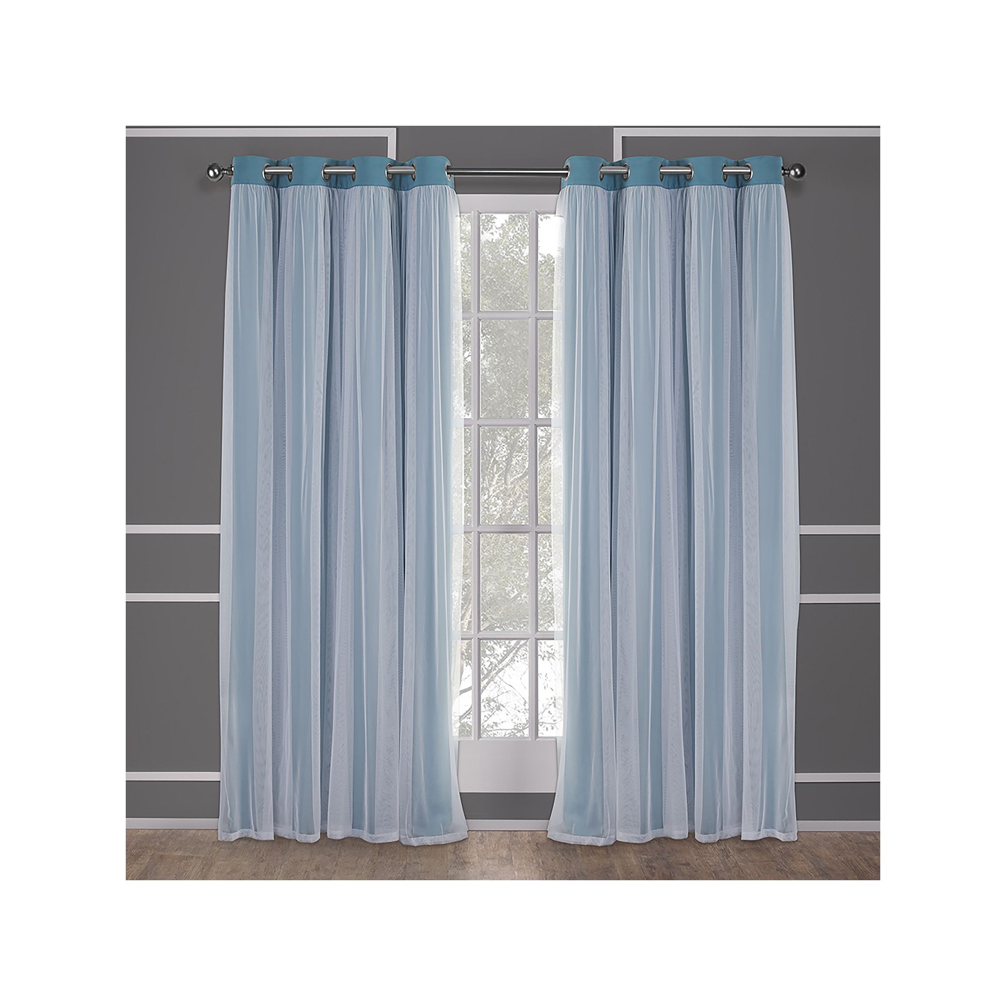 Town and Country 2-pack Catarina Layered Solid Blackout and Sheer Window Cu