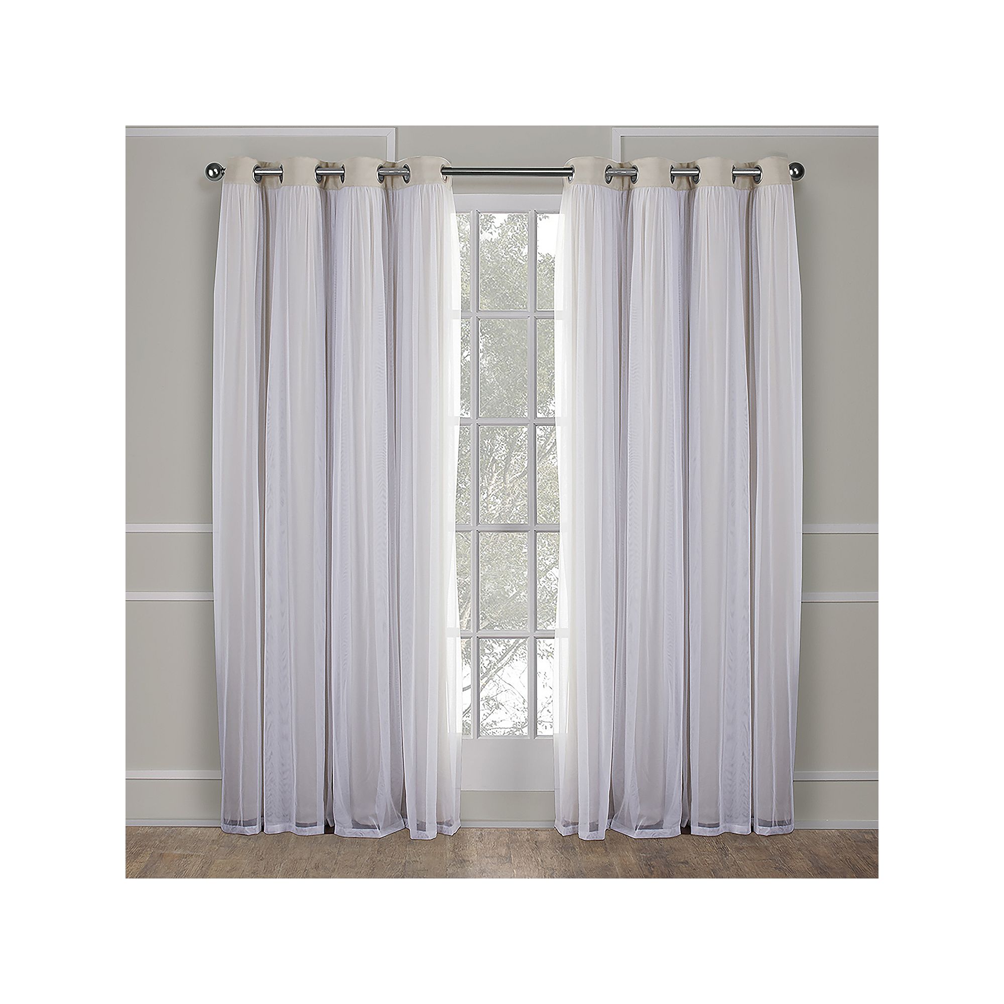Town and Country 2-pack Catarina Layered Solid Blackout and Sheer Window Cu