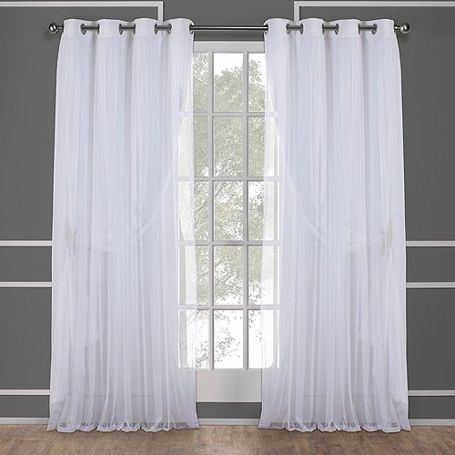 Exclusive Home 2-pack Catarina Layered Solid Blackout and Sheer Window ...