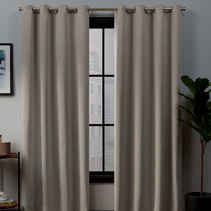 Exclusive Home Academy Total Blackout Grommet Top Curtain Panel Pair  52 x63   Vintage Linen