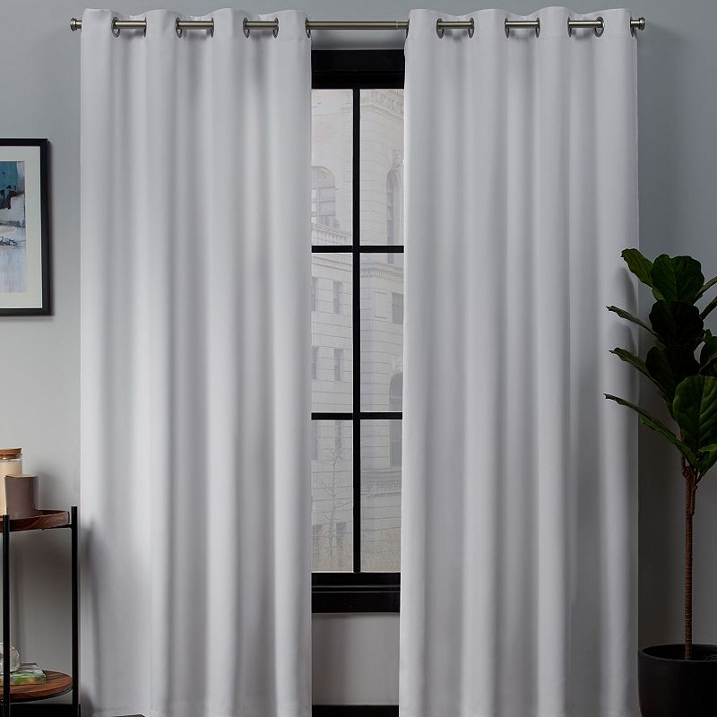 Exclusive Home Curtains Academy Total Blackout Grommet Top Curtain Panel Pair  52  x 84   White