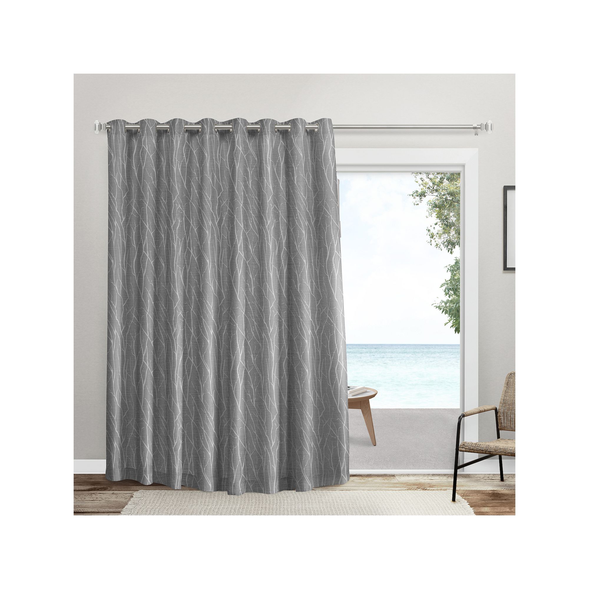 Exclusive Home Forest Hill Patio Woven Blackout Window Curtain, Ash Gray