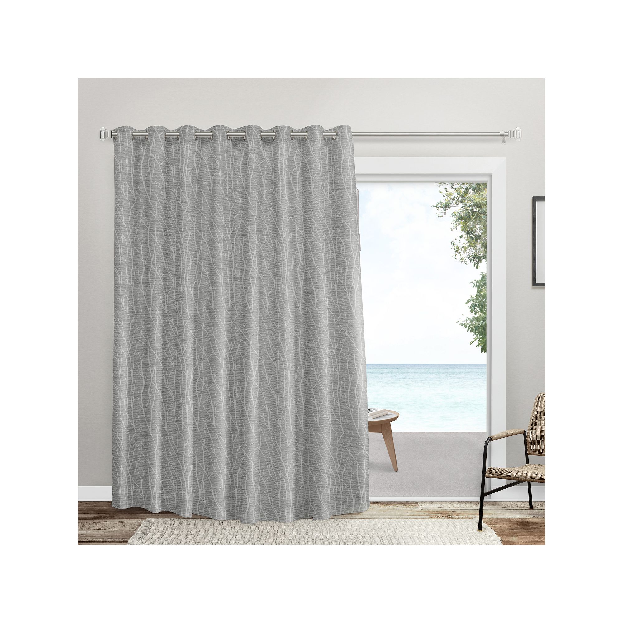 Exclusive Home Forest Hill Patio Woven Blackout Window Curtain, Dove Gray