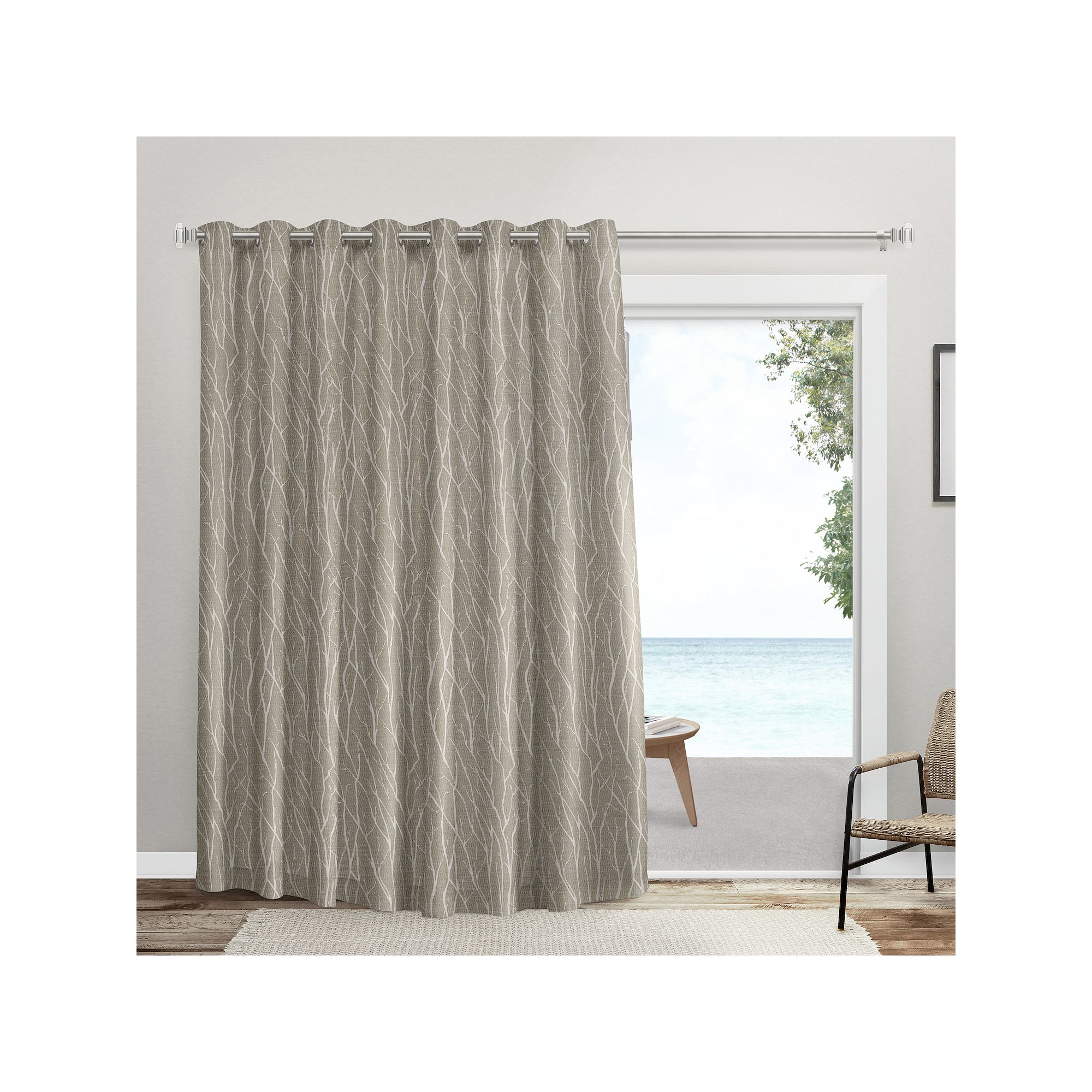Exclusive Home Forest Hill Patio Woven Blackout Window Curtain, Natural