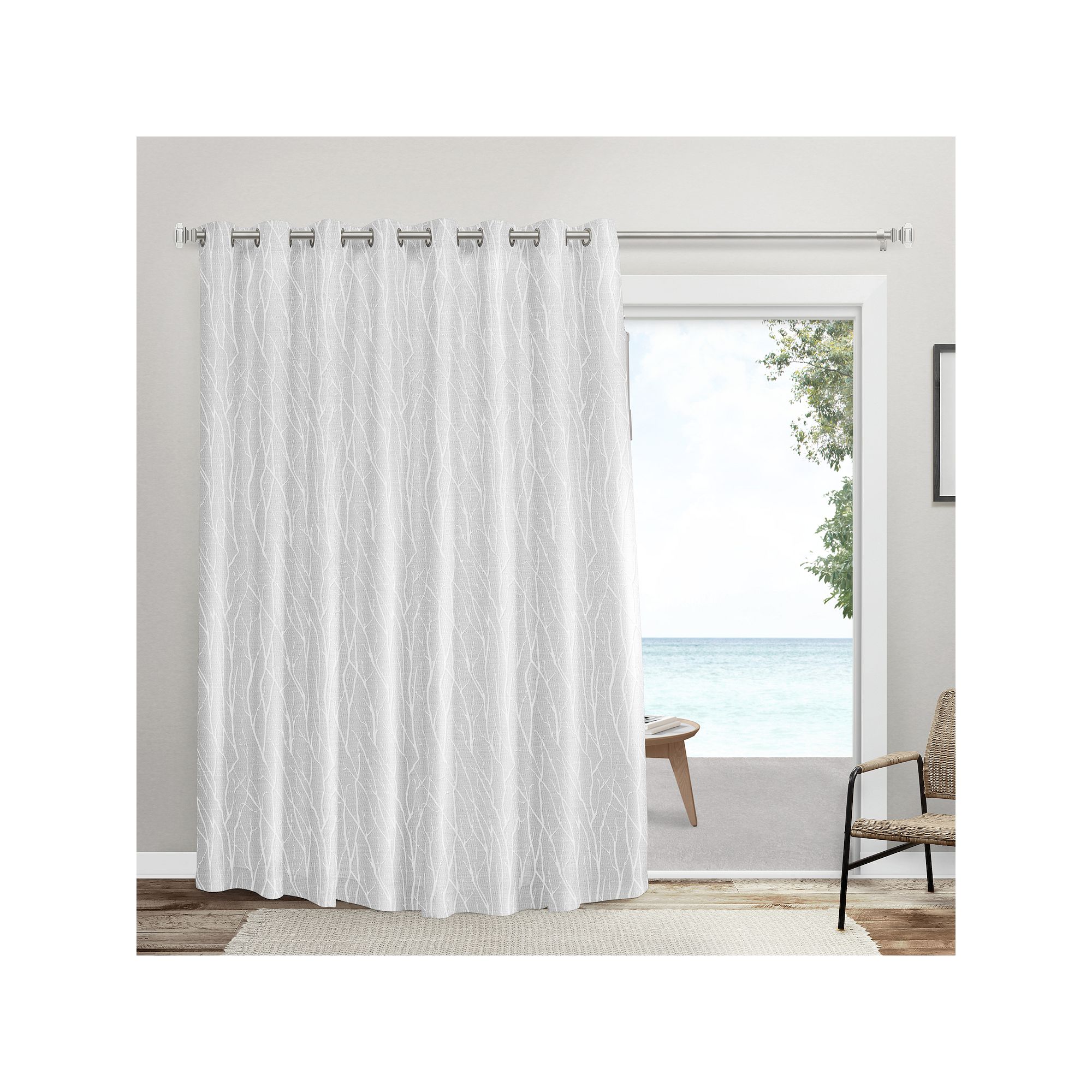 Exclusive Home Forest Hill Patio Woven Blackout Window Curtain, White