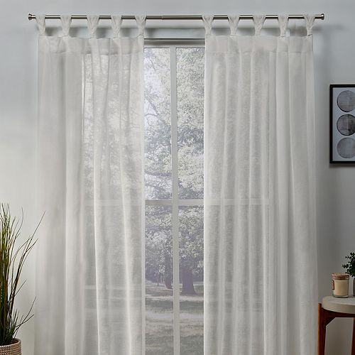 Exclusive Home 2pack Belgian Sheer Braided Tab Top Window Curtains