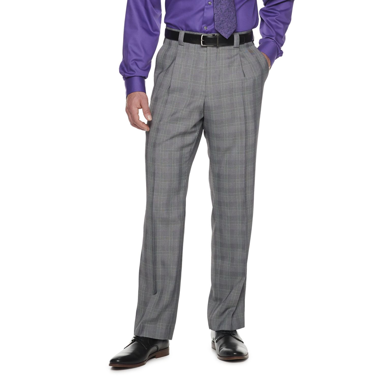 mens black and white plaid dress pants
