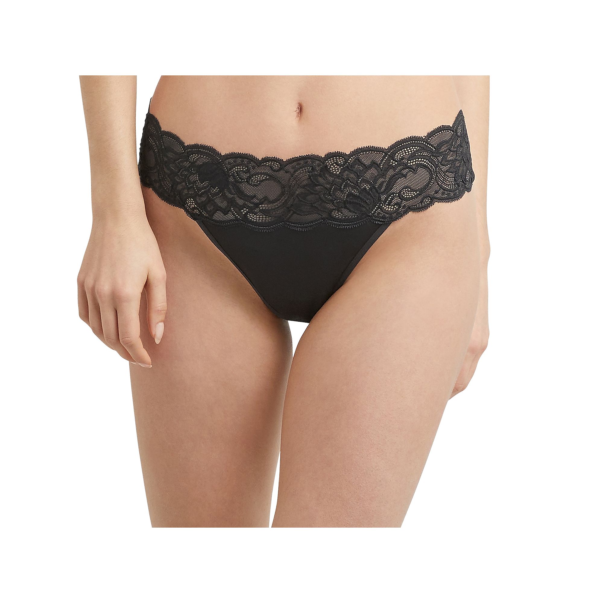 Maidenform All-Over Lace Thong Panty DMESLT, Womens, Size: 6, Black Bloom
