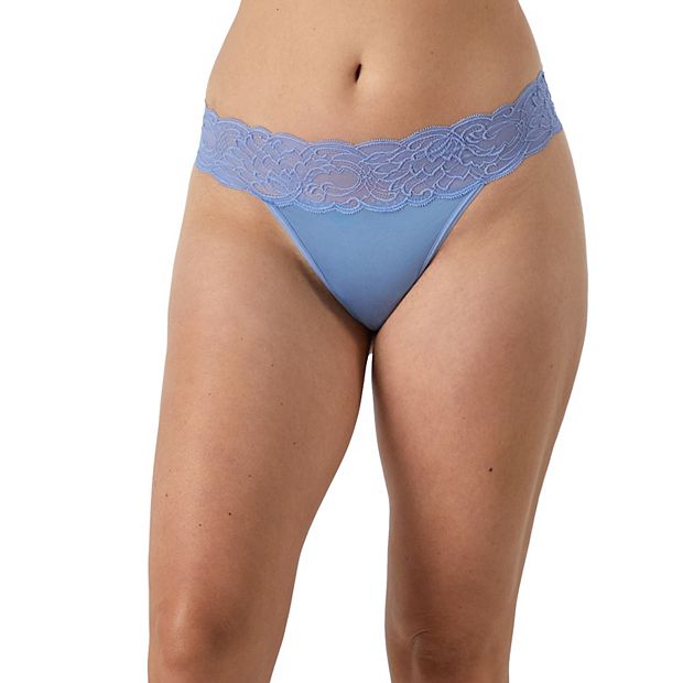 Buy Lace Waist Ribbed Cotton Thong Panty Online