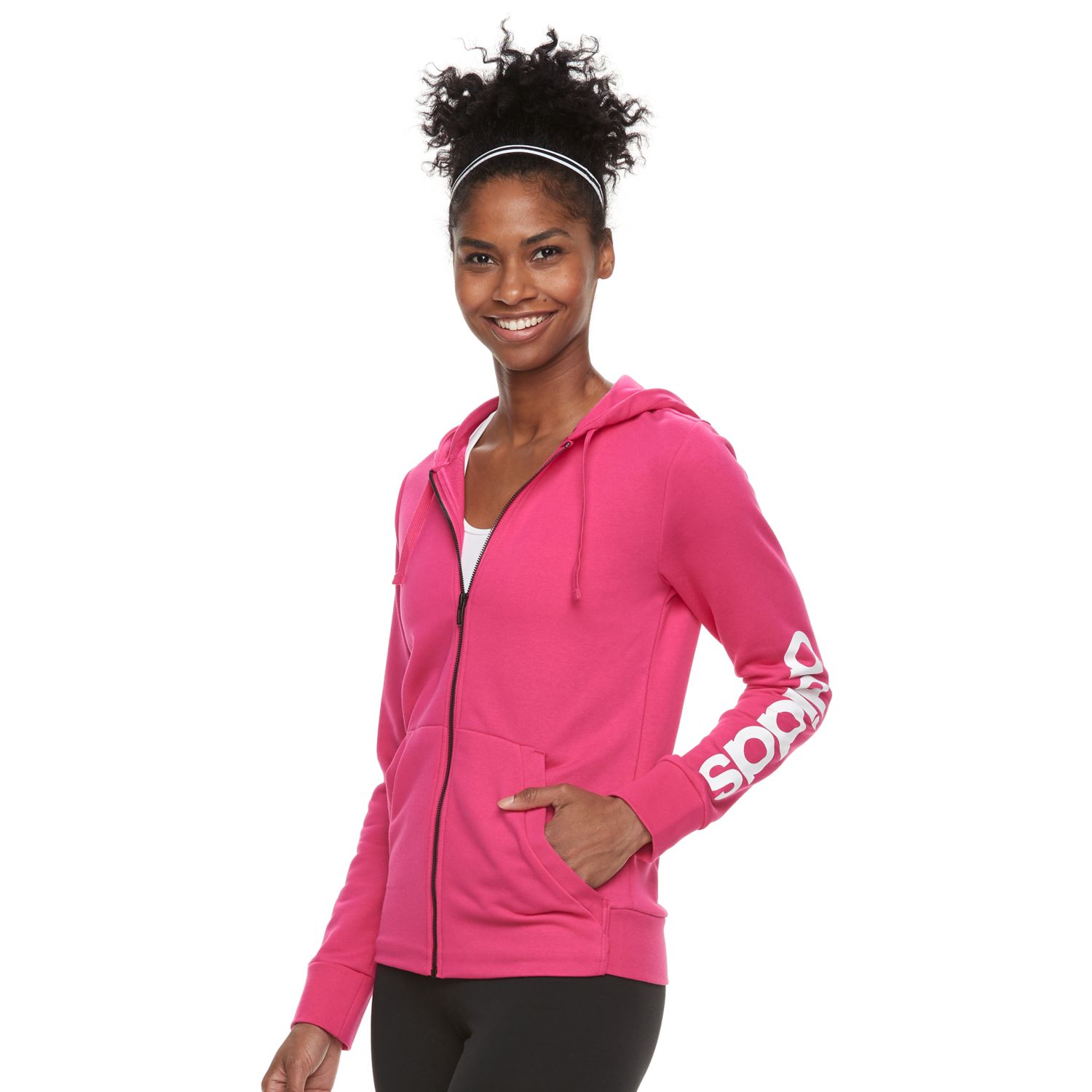 women's adidas essential linear logo fz hoodie