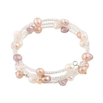 Womens Splendid Pearls Triple Row Adjustable Pearl Bangle