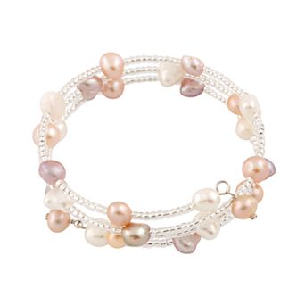 Womens Splendid Pearls Triple Row Adjustable Pearl Bangle