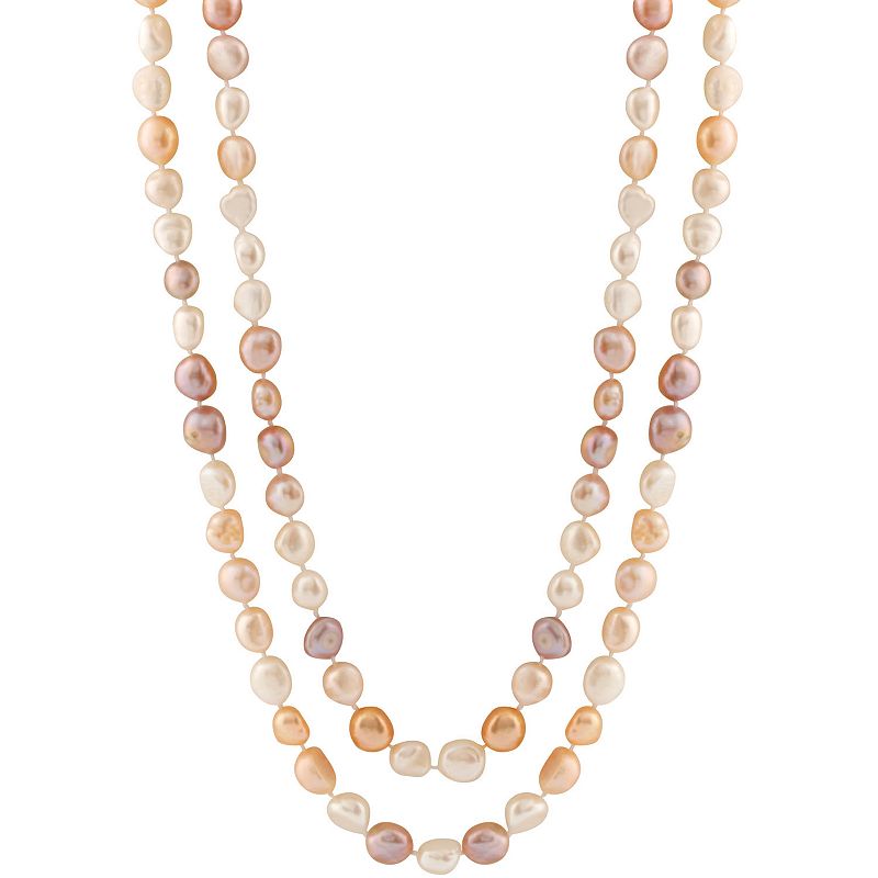 Dyed Freshwater Cultured Pearl Long Double Strand Necklace, Womens, Multic
