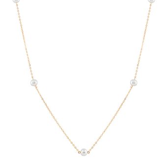 Womens Splendid Pearls 14k Gold Freshwater Pearl Station Necklace