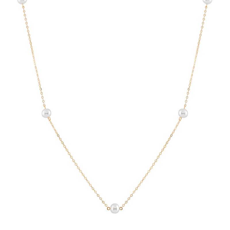 14k Gold Freshwater Cultured Pearl Station Necklace, Womens, Size: 18, 