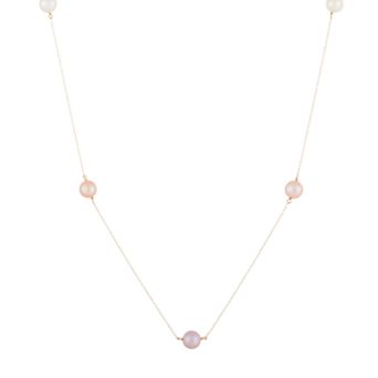 Womens Splendid Pearls 14k Gold Freshwater Pearl Station Necklace