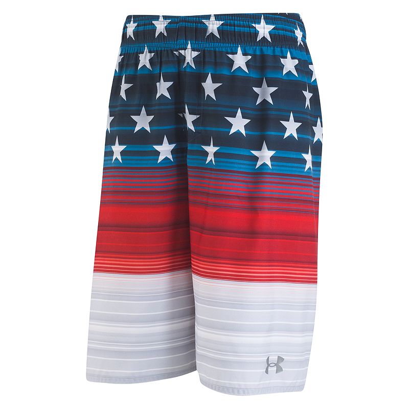 UPC 682510274463 product image for Boys 8-20 Under Armour Americana Striped Volley Shorts, Size: Small, Red | upcitemdb.com
